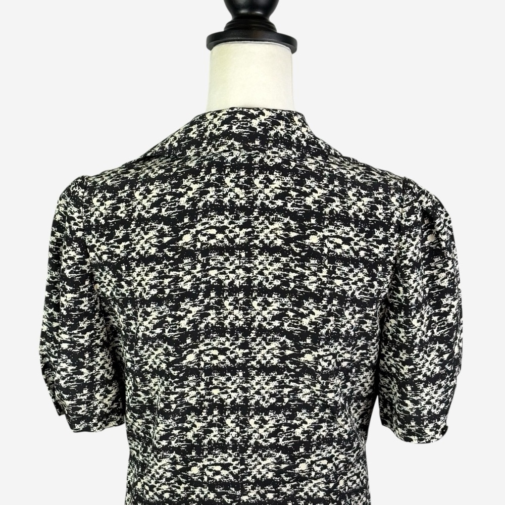 St John Jared Tweed Print Silk Shirtdress Size 4 Midi Goldtone Buttons - Picture 10 of 16